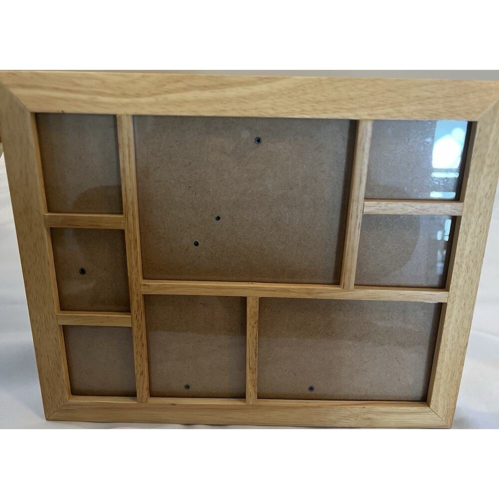 Vintage Wood Grain Multi-Photo Collage Frame Rectangle 8 Photos